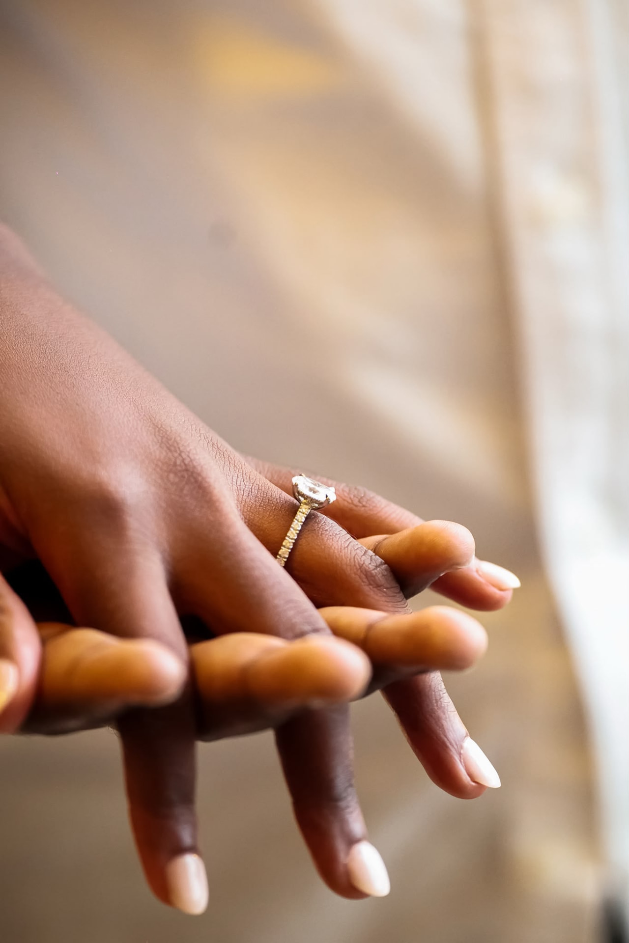 Close up of Martha's engagement ring